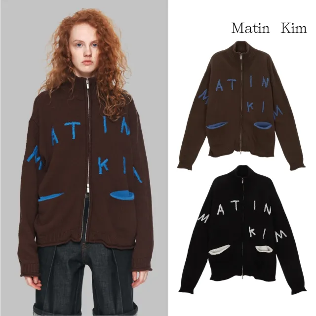 【MATIN KIM】官方旗艦 MATIN KIM刺繡針織拉鍊外套(多款任選)