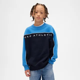 【GAP】男童裝 Logo印花圓領大學T-海軍藍(846142)