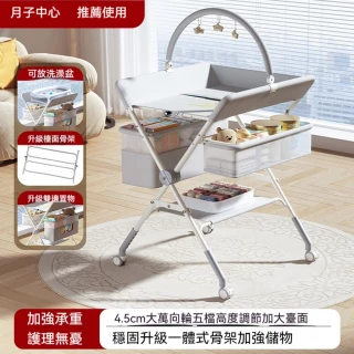 【Quality 聚家】新生兒換尿布台 單床款 多層收納帶玩具架可移動護理台(尿布臺/洗澡臺/寶寶床/折疊床)