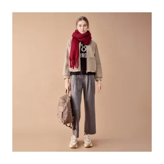 【Le Polka】簡約棉質打褶寬褲-女