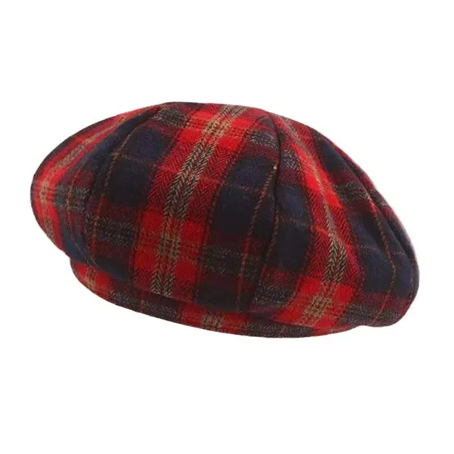 【橘魔法】英倫黑紅格紋貝雷帽(女 大人 報童帽 畫家帽 貝蕾帽 帽子 聖誕節 耶誕 大紅 過年 新年 女裝)