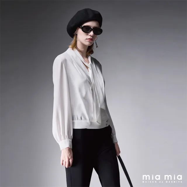 【mia mia】V領綁帶雪紡上衣