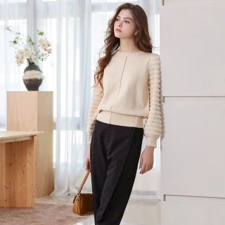 【IENA】短絨橫條紋針織毛衣(#5230015 長袖毛衣；長袖上衣；米色/黑色)