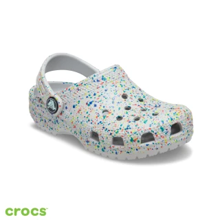 【Crocs】童鞋 夜光潑漆 經典小童克駱格 洞洞鞋 頂峰白色(212669-1FS)