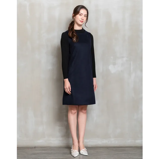 【perng yuh 芃諭名品】歐風時尚 羅紋袖 羊毛 直筒洋裝(2025 AW Collection|4C秋冬新品上市)