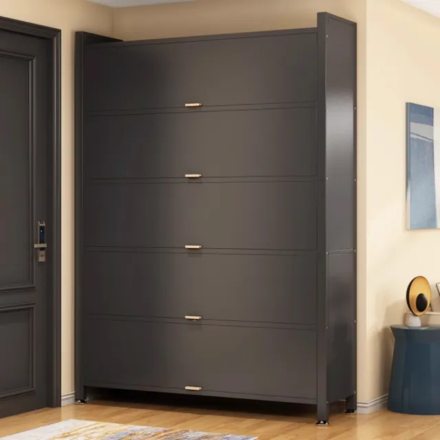 【銘利萊】鋼製鞋櫃 落地多層防塵鞋架 玄關大容量鐵皮收納鞋櫃(3門7層 120*32*114.5)