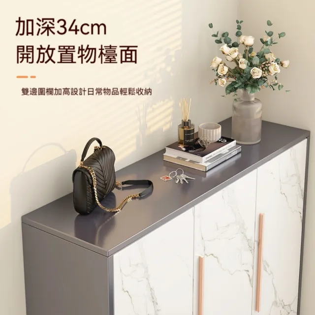 【銘利萊】鋼製鞋櫃 家用帶鎖玄關櫃 入☆收納櫃 現代簡約大容量室內外鞋架(5層雙門 密碼款80*34*108)
