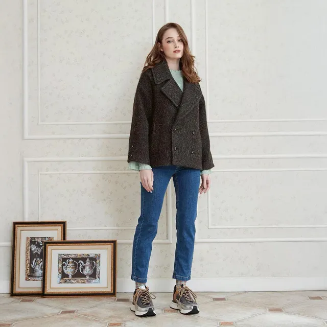 【ICHE 衣哲】Cop.Copine 法國雙排釦毛呢短版外套(兩色)