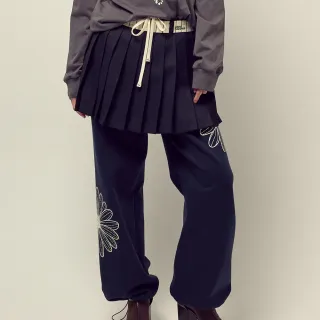 【MARDI MERCREDI】金高銀同款 運動棉褲 海軍藍色 經典小雛菊 象牙白花 JOGGER PANTS FLOWER