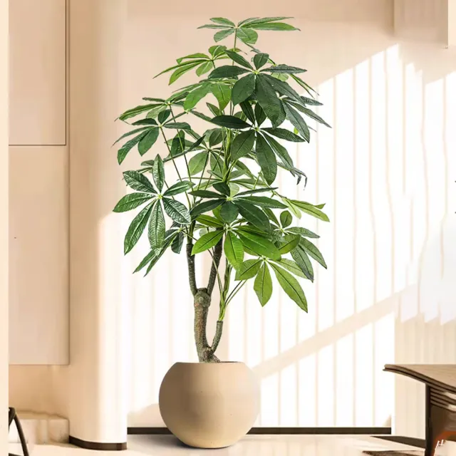 【諾必行】客廳輕奢仿真發財樹綠植(140cm假盆栽 假樹 仿生植物 擺件造景 假花)