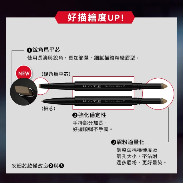 【KATE 凱婷】雙用立體眉彩筆W(雙頭眉筆)3入組