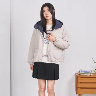 【H2O】連帽格紋防風外套(#5663105 連帽外套；米灰色/深藍色)