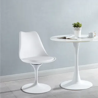 【E-home】Statue斯特圖雕塑造型金屬旋轉白柱椅 5色可選(網美椅 會客椅 美甲 會客)