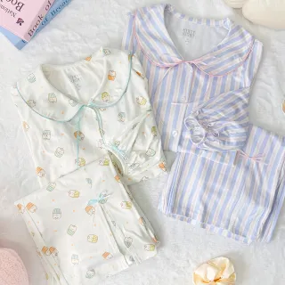 【6IXTY8IGHT】牛奶絲睡衣套裝女 居家服 HW09913(套裝)