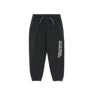 【GIORDANO 佐丹奴】童裝文字印花刷絨束口褲(09 標誌黑)