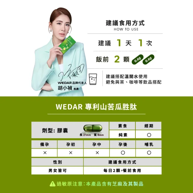 【Wedar 薇達】專利山苦瓜胜 4盒組(30顆/盒.超音波低溫萃取山苦瓜.美國專利肉桂.芝麻萃取)