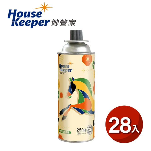 【妙管家】火順安控通用瓦斯罐250g 28入組 好運奔馳版(大容量防爆CRV卡式罐 戶外露營野炊瓦斯瓶)