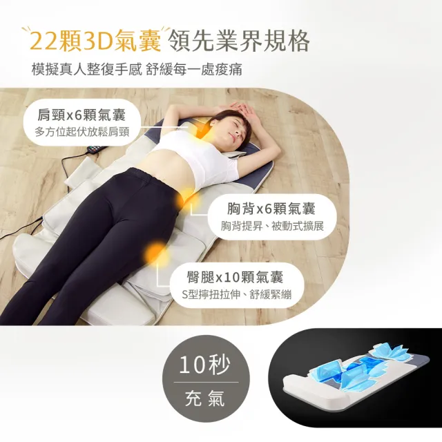 日本MediFeel 3D溫感氣囊拉筋按摩墊-22顆氣囊/職人整復/肩頸腰臀放鬆/躺著按/長輩送禮推薦(RM01)