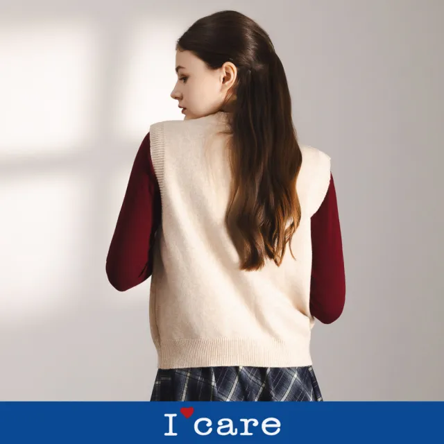 【I’Care 依卡】現貨-森林系女孩針織背心外套 - 2色（F）｜針織背心 層次外搭 背心外套(707-13808)