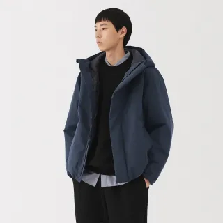 【MUJI 無印良品】男防風撥水加工鋪棉連帽外套(黑色/暗藍/深摩卡棕/灰銀)