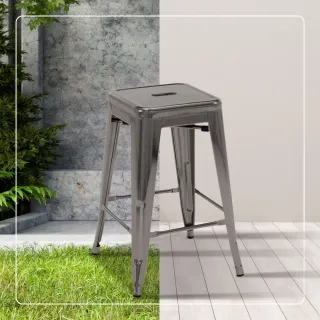 【E-home】約克工業風可堆疊金屬吧檯椅-座高66cm 4色可選(高腳椅 餐椅 中島椅)