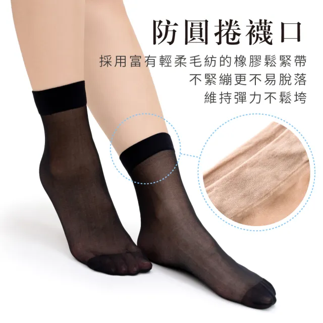 【VOLA 維菈】12雙組 絲襪 15丹彈性防捲邊輕薄無腳跟耐勾短筒襪 絲襪 黑絲襪 女襪(MIT台灣製)