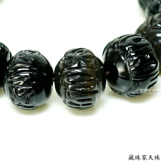 【藏珠家】精品17mm黑玉髓財咒盤珠天珠手鍊