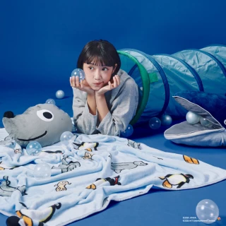 【翔仔居家】Pingu&trade; 兩用造型抱枕毯-Robby(企鵝家族聯名/毛毯/毯子/被毯/抱枕/露營毯/兩用毯)