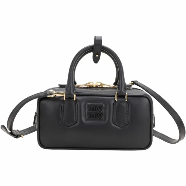 【MIU MIU】miu miu Arcadie 中款 滑面牛皮手提 斜背包 5BB142-2色可選(手提包 斜背包 肩背包)