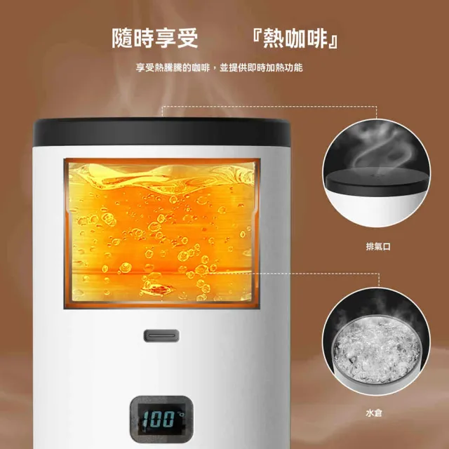 【慢味生活館】便攜式咖啡機 意式咖啡機 電動咖啡機加熱一體機(90ml容量 高壓萃取 數顯儀表 方便攜帶)