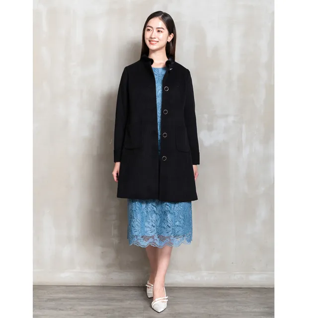 【perng yuh 芃諭名品】柔調暖甜 毛領 羊毛 中長版大衣(2025 AW Collection｜4C秋冬新品上市)
