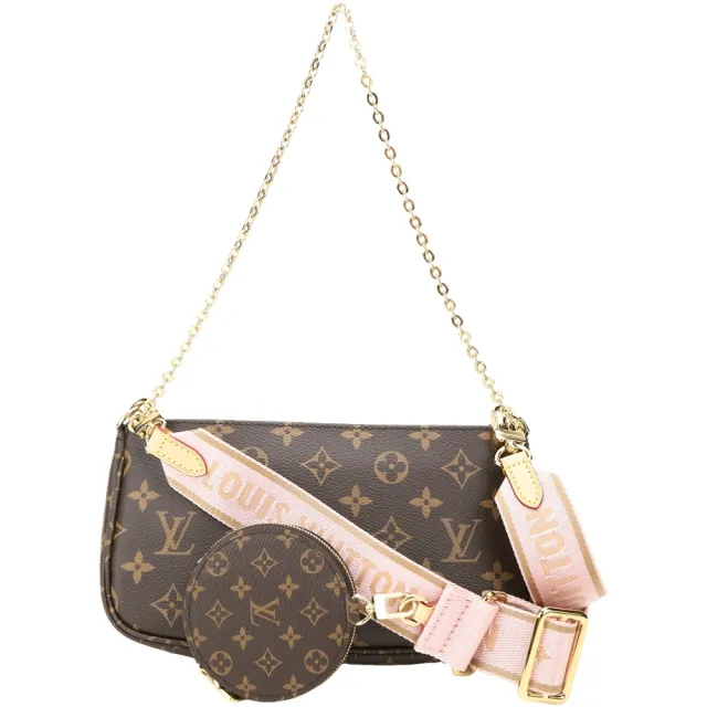 【Louis Vuitton 路易威登】M44840 Monogram 粉色帆布斜背包(三合一 斜背包)