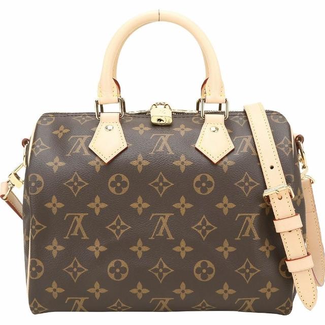 【Louis Vuitton 路易威登】M46977 Speedy 25 米棕經典帆布波士頓包(Bandouliere 旅行袋)