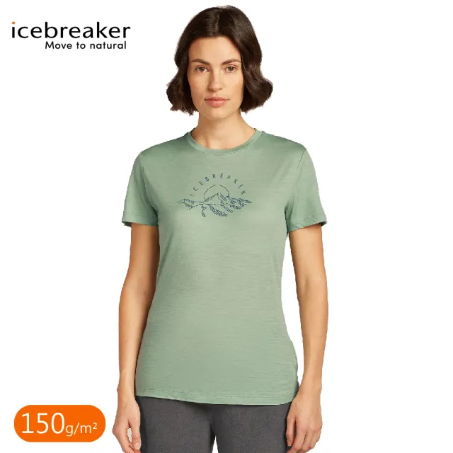 【Icebreaker】女 Tech Lite 圓領短袖上衣 旭日初昇 150《薄荷綠》0A576O/排汗衣/短T/羊毛衫