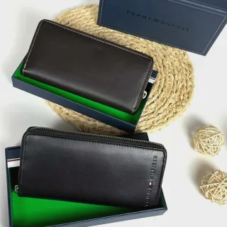 【Tommy Hilfiger】高質感 真皮 拉鍊長夾 零錢袋 長夾 手拿包 男長夾 皮夾 交換禮物 聖誕禮物 含禮盒(1461)