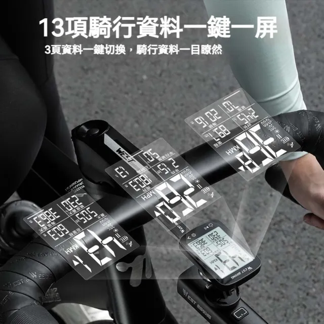 【WEST BIKING西騎者】XQ2智慧碼表(時速表 里程表 車表 防水 坡度 海拔 自行車顯示器 單車 腳踏車 公路車)
