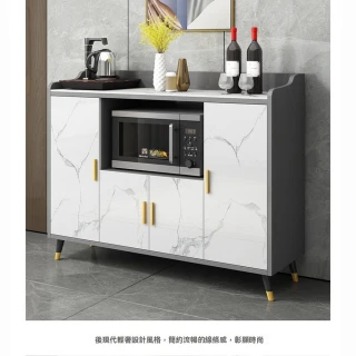 【Loha 樂活家】輕奢岩板/實木收納(120CM 餐邊櫃 儲物櫃 茶水櫃 收納櫃 餐廚櫃 點心櫃 微波爐櫃)