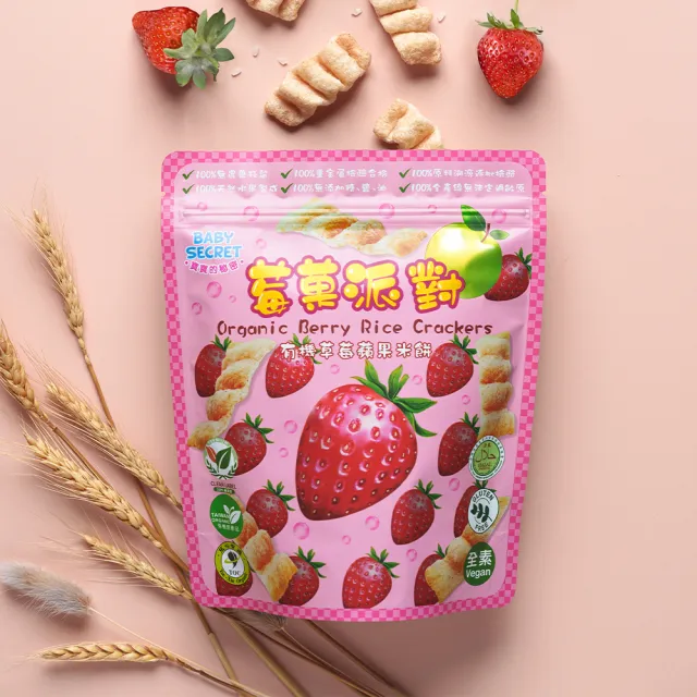 【BABY SECRET 寶寶的秘密】有機米餅莓果派對-袋裝25gx5入 (口味任選) 12M+/寶寶餅乾/寶寶副食品