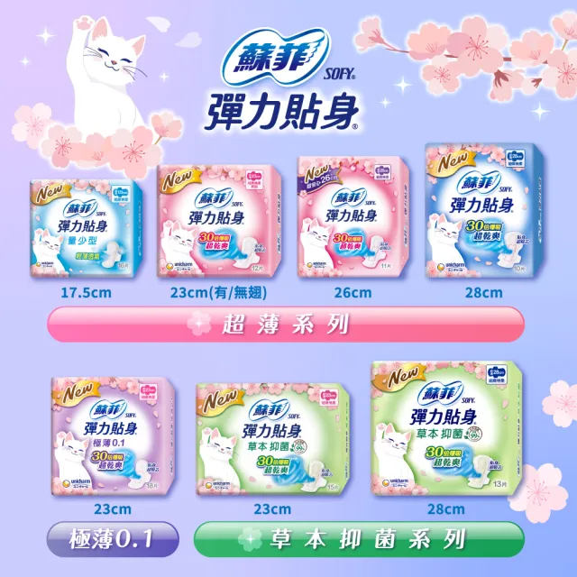 【Sofy 蘇菲】彈力貼身極薄0.1cm潔翼(23CM/18片 x 2包/組)-生活超市嚴選