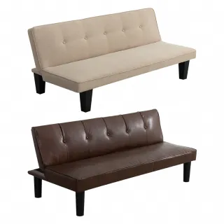 【IDEA】無印生活氛圍感三段式調整沙發床/亞麻布沙發(皮沙發 雙材質)