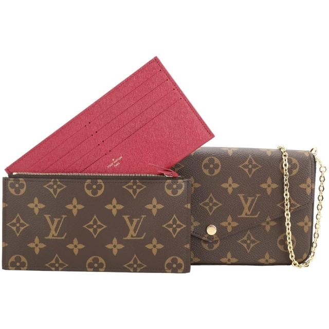LV LOUIS VUITTON路易威登 M81896 Felicie Pochette 系列 Monogram 帆布 WOC 鍊帶手拿/斜背包