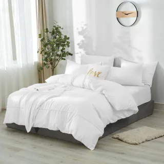 【AnD HOUSE 安庭家居】MIT 200織精梳棉-飯店白色系-四件式單人床包雙人被套組(多色任選/100%精梳棉/純棉)
