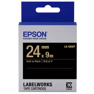 【EPSON】官方直營 標籤帶 黑底金字/24mm(LK-6BKP)