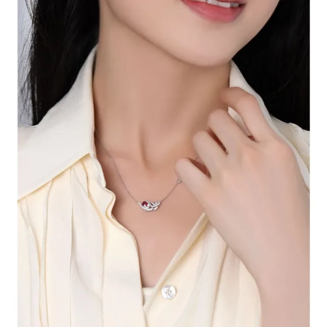 【海斯珠寶】小羽毛系列 18K金 0.25-0.29ct 鴿血紅寶石 天然鑽石 項鍊 宮廷羽紋鑲嵌工藝 送禮禮盒包裝