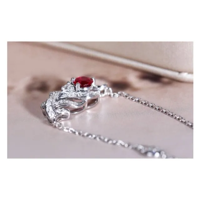 【海斯珠寶】小羽毛系列 18K金 0.25-0.29ct 鴿血紅寶石 天然鑽石 項鍊 宮廷羽紋鑲嵌工藝 送禮禮盒包裝