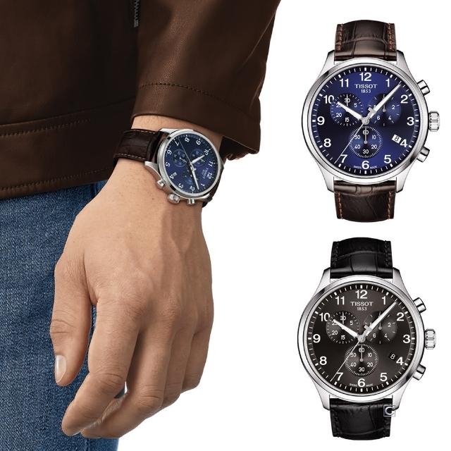 【TISSOT 天梭】Chrono XL韻馳系列計時腕錶  男錶  手錶 (T1166171604700.T1166171605700/45mm)