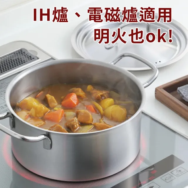 【YOSHIKAWA】C-Style 都會時尚雙耳鍋20cm 附蓋組(來自日本匠人極致工藝製成的耐用不鏽鋼鍋)