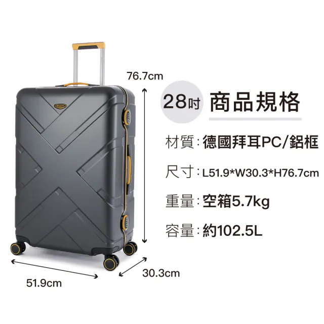 【eminent 萬國通路】28吋 9P0鋁框行李箱 旅行箱 霧面防刮 細鋁框(耐摔、耐衝擊、德國拜耳PC)