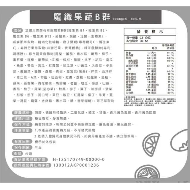 【宏醫生技】魔孅果蔬B群孅升級 30顆/盒(酵母B群  瓜拿那 非洲芒果 茶花萃取)