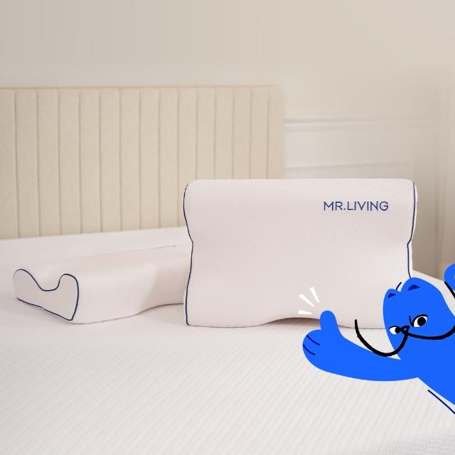 【MR. LIVING 居家先生】買一送一 護頸減壓蝶型記憶枕 枕頭 高側12/低側10cm(機能設計/正側睡皆宜)